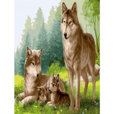 Картина по номерам Волки с волчатами 40х50 см Hobby Home