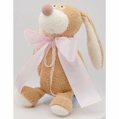 Мягкая игрушка Unaky Soft Toy Кролик Лоуренс, средний 36х43 см, в розовом атласном банте (0982936S-14)