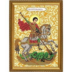 Вышивка бисером набор на атласе для вышивания "Вышивочка" икона "Св. Георгий Победоносец" 11*16см