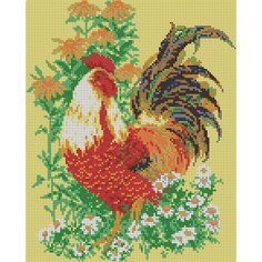 Вышивка бисером картины Петушок в ромашках 24*30см Светлица