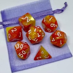 Набор кубиков для игры DnD в мешочке Оранжевый мрамор (DnD77) Mind Games
