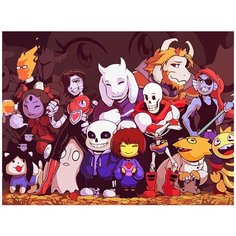 Картина по номерам игра Undertale (Санс, Ториэль, Фловей, Удина, Чара) - 8519 Г 30x40