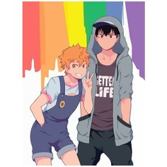 Картина по номерам на холсте аниме Волейбол (Haikyuu, Хината, Акаши, Бокуто) - 8127 В 30x40