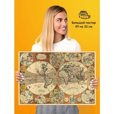 Постер плакат Географическая карта мира для детей с странами 1st Color