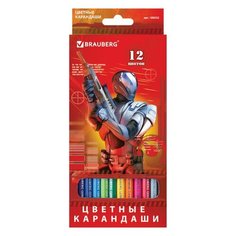 Карандаши цветные BRAUBERG "Star Patrol" 12 цв. заточенные картонная упаковка, 6 шт