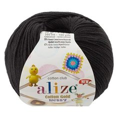 Пряжа Alize Cotton Gold Hobby New, 55 % хлопок, 45 % акрил, 50 г, 165 м, 5 шт., 60 черный