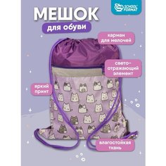 Мешок для обуви с карманом для девочки сумка для сменки SchoolФормат