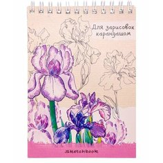 Скетчбук-блокнот А6 48л. Проф-Пресс спираль "наброски-цветов" жесткая подложка 48-5685 (1/24)