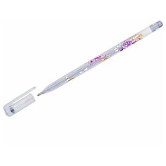 Ручка гелевая Crown Glitter Metal Jell (0.8мм, серебро с блестками) 12шт. (MTJ-500GLS(D))