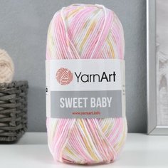 Пряжа "Sweet Baby" 100% акрил 300м/100г (901 розовый-белый-салат) Yarn Art