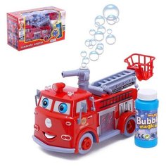 Машина "Пожарная служба" с мыльными пузырями, световые и звуковые эффекты, работает от батареек Zhorya