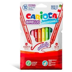 CARIOCA Фломастеры 10 цветов двусторонние Carioca "Birello" 2.6/4.7 мм, смываемые, картон, европодвес