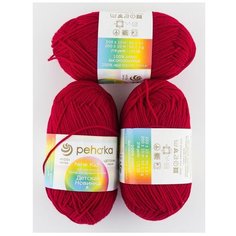 Пряжа Пехорка Детская новинка, 100 % акрил, 50 г, 200 м, 3 шт., 363 св.вишня