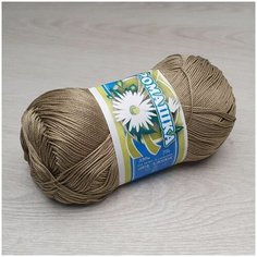 Пряжа ПНК им. С. М. Кирова Ромашка (ПНК), серо-бежевый - 6604, 100% мерсеризованный хлопок, 4 мотка, 75 г, 320 м.