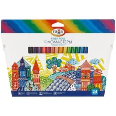 Фломастеры Гамма "Классические", 24 цвета, смываемые, картонная упаковка, европодвес (130822_24) Gamma