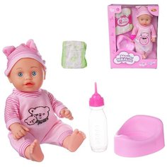Кукла ABtoys Пупс Мой малыш (розовый комбинезон, 35см, в наборе с аксессуарами, со звуковыми эффекта
