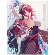 Картина по номерам на холсте Игра Genshin impact (Генишин, Ху Тао, Делюк, Сахароза, Сяо) - 8276 В 30x40