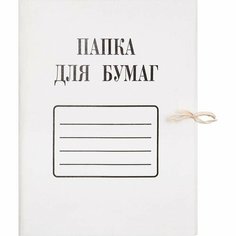 Папка с завязками картонная (А4, 280 г/м2, на 200л, картон мелованный) белая, 1шт. Noname