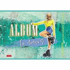 Альбом д/рис А4 32л на скрепке Zoomer-girl обл мел карт, бл оф, микс 32А4В 9492444 Hatber