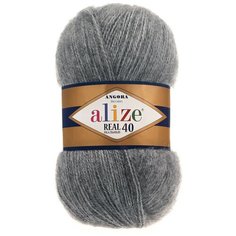 Пряжа для вязания Ализе Ангора Реал 40 (ALIZE Angora Real 40) цвет №182 серый меланж, комплект 2 моточка, 40% шерсть, 60% акрил, 2 х 100 г х 480 м