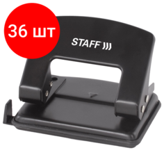 Комплект 36 шт, Дырокол STAFF "Manager", металлический средний, до 20 листов, черный, 224649