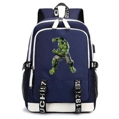 Рюкзак Халк (Hulk) синий с USB-портом №3 Noname