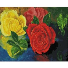 Алмазная мозаика Желтая и красная розы 40x50 см. Paintboy