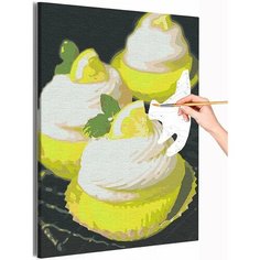 Десерт с долькой лимона / Еда / Сладости Раскраска картина по номерам на холсте с неоновой краской 30х40
