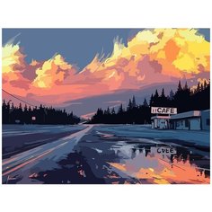 Картина по номерам на холсте пейзаж (небо, закат, рассвет) - 8804 Г 30x40