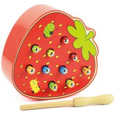 Обучающая игра BanTongNian Магнитная рыбалка "Поймай червячка" в клубнике Squishy