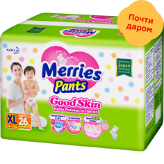 Трусики-подгузники Merries Good Skin Xl (12-19кг) 26шт KAO Indonesia