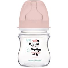 Canpol Babies Бутылочка антиколиковая с широким горлом PP EasyStart Exotic Animals, 120 мл, с рождения, розовый