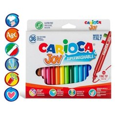 Фломастеры 36 цветов Carioca Joy, 2.6 мм, смываемые, картон, европодвес./В упаковке шт: 1