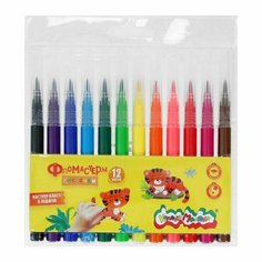 Каляка-Маляка Фломастеры-кисти 12 цветов «Каляка-Маляка», вентилируемый колпачок