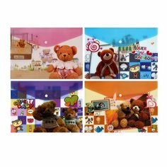 Папка-конверт на кнопке формат А4 180мкр микс Мишки Calligrata