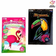 Набор для творчества: мозаика стразами и аппликация «Птицы» No Brand
