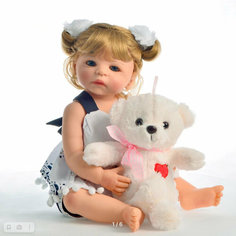 Кукла реборн силиконовая NPK Doll. Кукла - младенец Reborn 55 см. в черно-белом наряде.