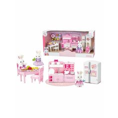 Набор Зайчик с мебелью и аксессуарами, Кухня столовая, игрушечная мебель для кукольного домика, ZY1027080 Zhorya