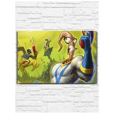 Картина по номерам на холсте игра Earthworm Jim 2 (Sega, Сега, 16 bit, 16 бит, ретро приставка) - 9853 Г 60x40