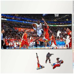 Пазл из дерева с фигурками, 230 деталей, 46х23 см игры NBA 2005 NBA 2005, нба 2005, спортивный симулятор, баскетбол, Sega, 16 bit, ретро - 5524 Puzzle Wood