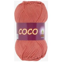Пряжа хлопковая Vita Cotton Coco (Вита Коко) - 2 мотка, 4328 темный коралл, 100% мерсеризованный хлопок 240м/50г
