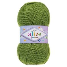 Пряжа для вязания Alize Sekerim Bebe (Шекерим Беби) - 2 мотка 210 зеленый, детская гипоаллергенная, 100% акрил, 320м/100г