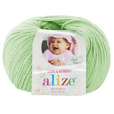 Пряжа Alize baby wool - 7 шт, ментол (41), 175 м/50г, 40% шерсть, 20% бамбук, 40% акрил /Ализе беби вул/