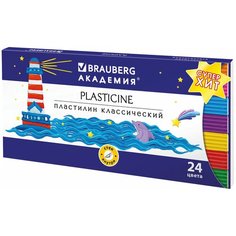 Пластилин классический BRAUBERG "академия Супер ХИТ", 24 цвета, 480 г, стек, высшее качество, 106424