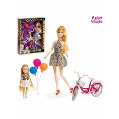 Кукла с дочкой Family Look на велосипеде, леопард Happy Valley