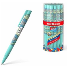 Ручка шариковая автоматическая ErichKrause ColorTouch Emerald Wave, узел 0.7 мм, тонкое письмо, корпус Soft Touch, корпус с дизайном, чернила синие