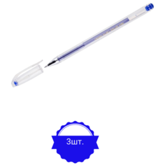 Ручка гелевая неавтоматическая CROWN Hi-Jell, синяя,0,5мм 3 штука