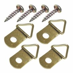 Петля-подвес Л-кольцо для картины фоторамки латунированная сталь 4 шт (1 ед.) Европартнер