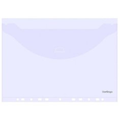 BERLINGO_ AKk_04206_8 sht Папка-конверт с перфорацией с клапаном, а4, 180мкм, прозрачная, berlingo, 8 шт. в комплекте