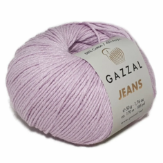 Пряжа полухлопок Gazzal Jeans/Газзал Джинс - сиреневый (1141), 1 шт, 58% хлопок, 42% акрил, 170м/50гр, для вязания игрушек, одежды и сумок